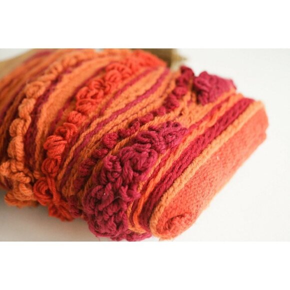 Vintage 70s Textured Knit Macrame Colourful Wood Handle Tote - Picture 3 of 7